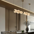 Alabaster Pebble Linear Chandelier - 60'' CustomizedGold & WhiteWarm LightJecanoli