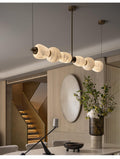 Alabaster Pebble Linear Chandelier - L 53.1″ x W 5.5″ x H 59.1″Gold & WhiteWarm LightJecanoli