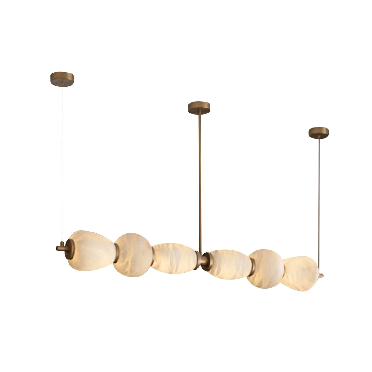 Alabaster Pebble Linear Chandelier - L 53.1″ x W 5.5″ x H 59.1″Gold & WhiteWarm LightJecanoli