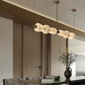 Alabaster Pebble Linear Chandelier - L 53.1″ x W 5.5″ x H 59.1″Gold & WhiteWarm LightJecanoli