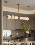 Alabaster Pebble Linear Chandelier - L 53.1″ x W 5.5″ x H 59.1″Gold & WhiteWarm LightJecanoli