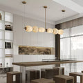 Alabaster Pebble Linear Chandelier - L 53.1″ x W 5.5″ x H 59.1″Gold & WhiteWarm LightJecanoli