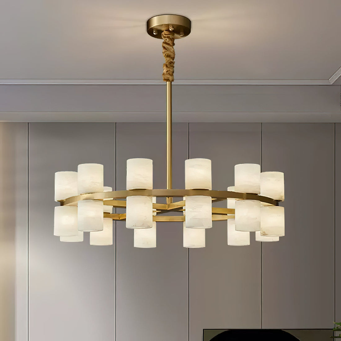 Alabaster Tiered Ring Chandelier