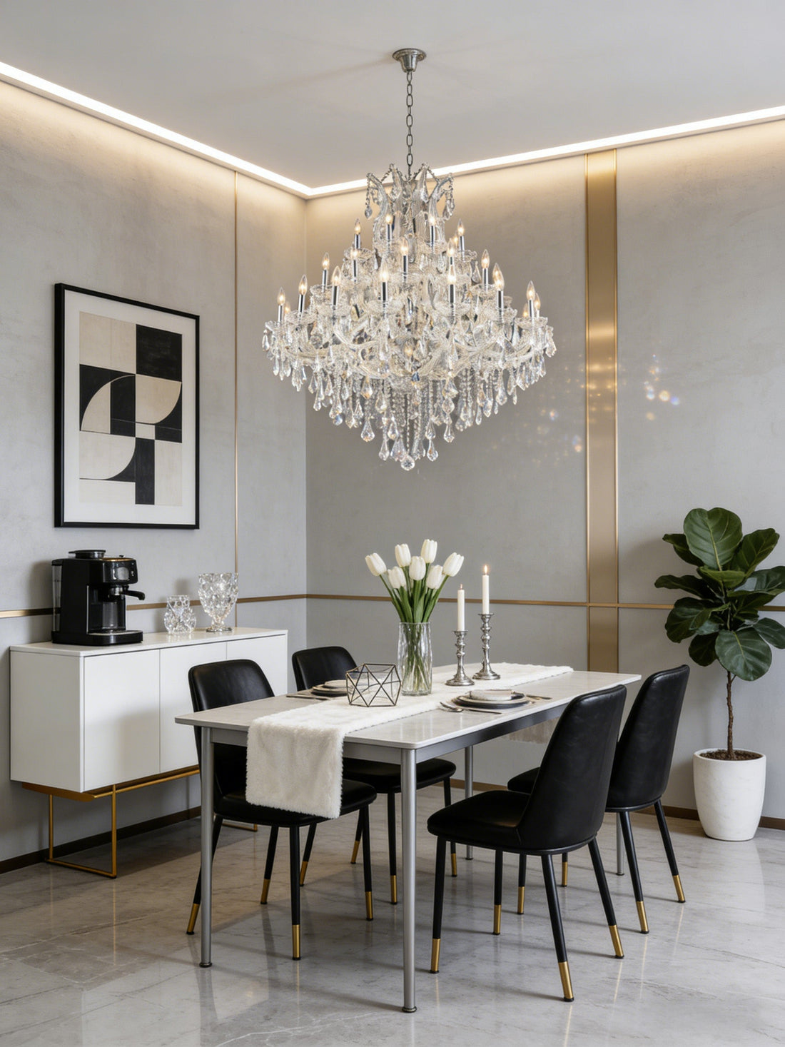 37 Lights Maria Theresa Chandelier 44 Inch Elegant Chrome Crystal Lighting-大吊灯-Jecanoli
