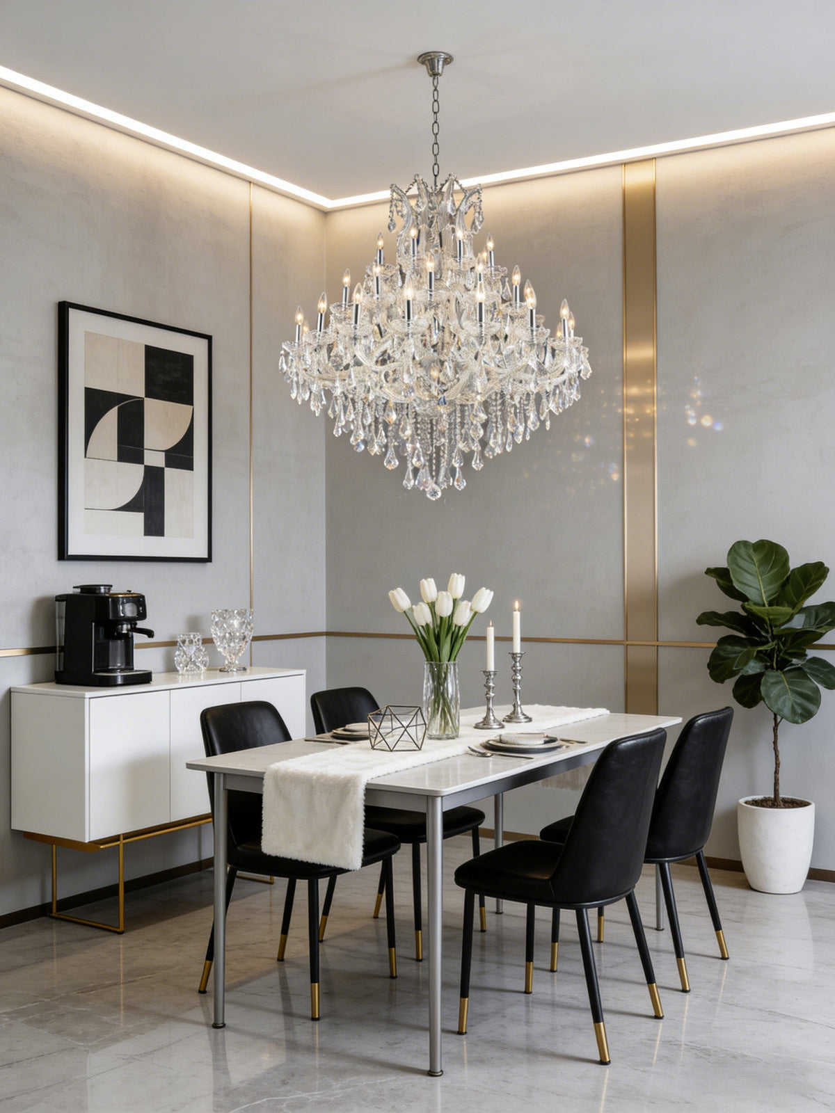 37 Lights Maria Theresa Chandelier 44 Inch Elegant Chrome Crystal Lighting-大吊灯-Jecanoli