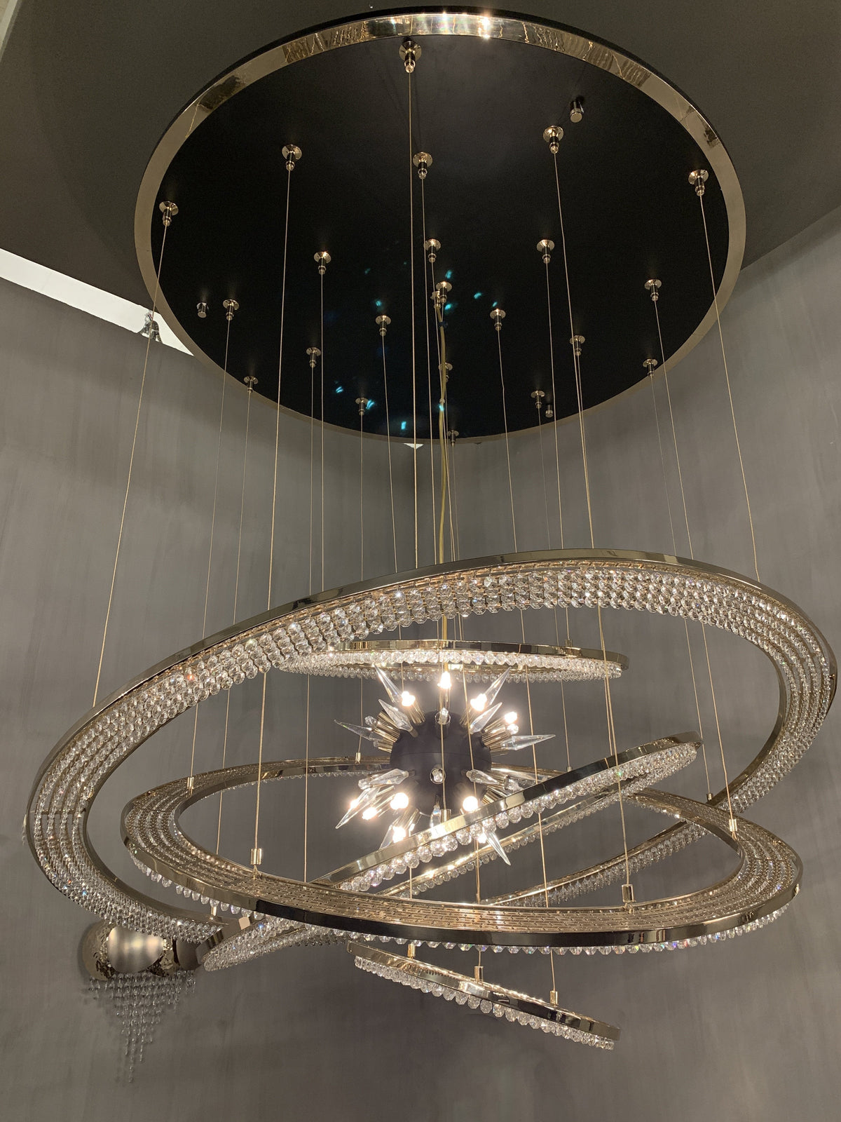Aleron Crystal Ring Sputnik Chandelier - 24"w x 26"h - Jecanoli