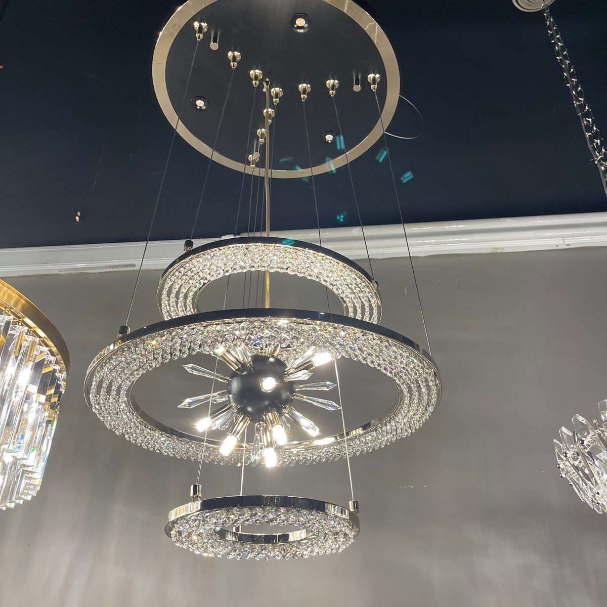 Aleron Crystal Ring Sputnik Chandelier - 24"w x 26"h - Jecanoli