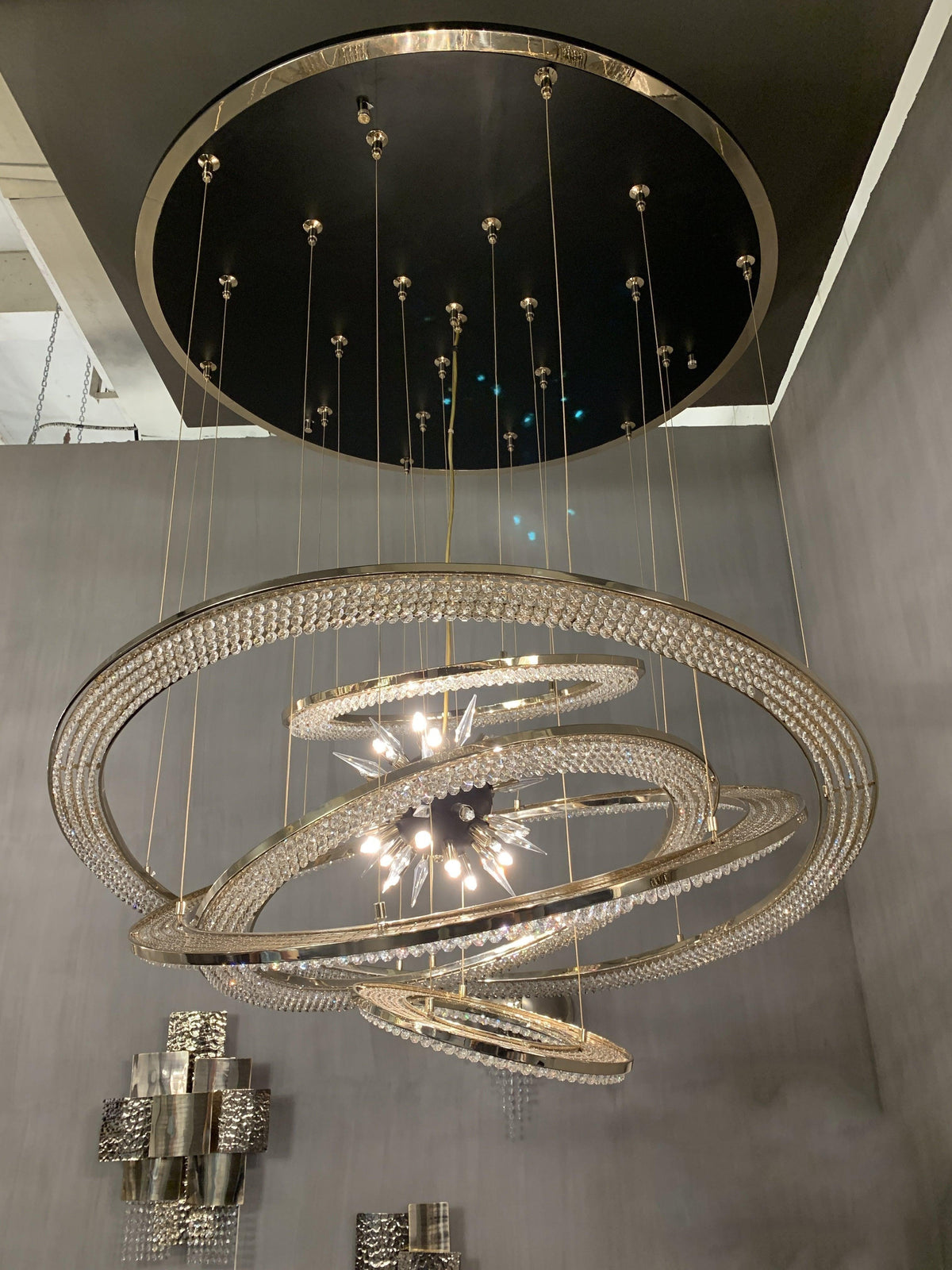 Aleron Crystal Ring Sputnik Chandelier - 47"w x 47"h - Jecanoli