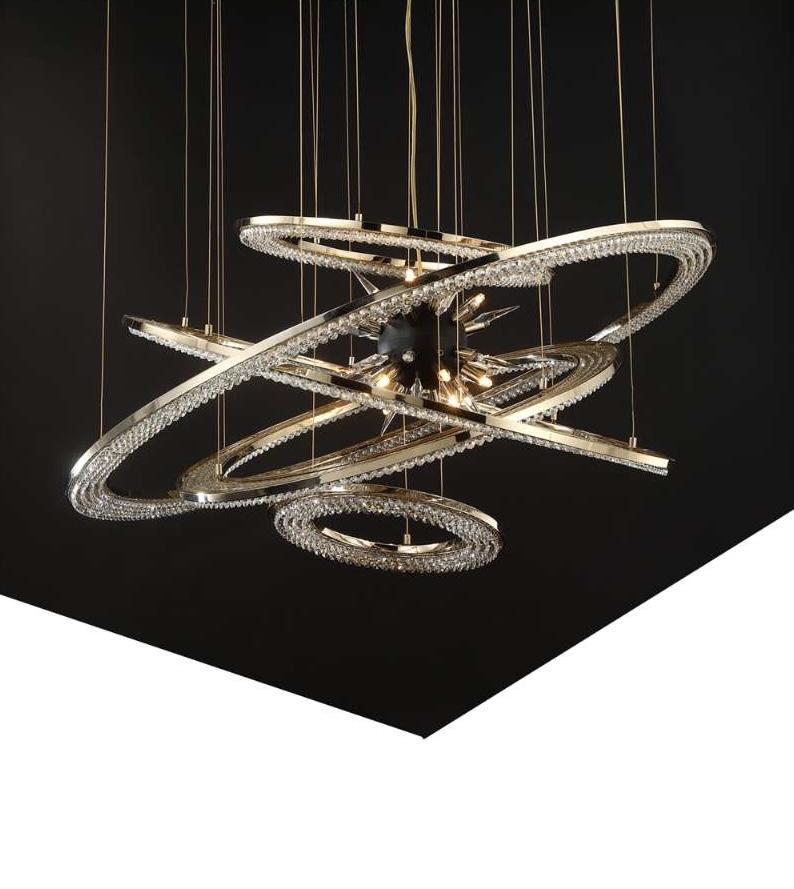 Aleron Crystal Ring Sputnik Chandelier - 24"w x 26"h - Jecanoli