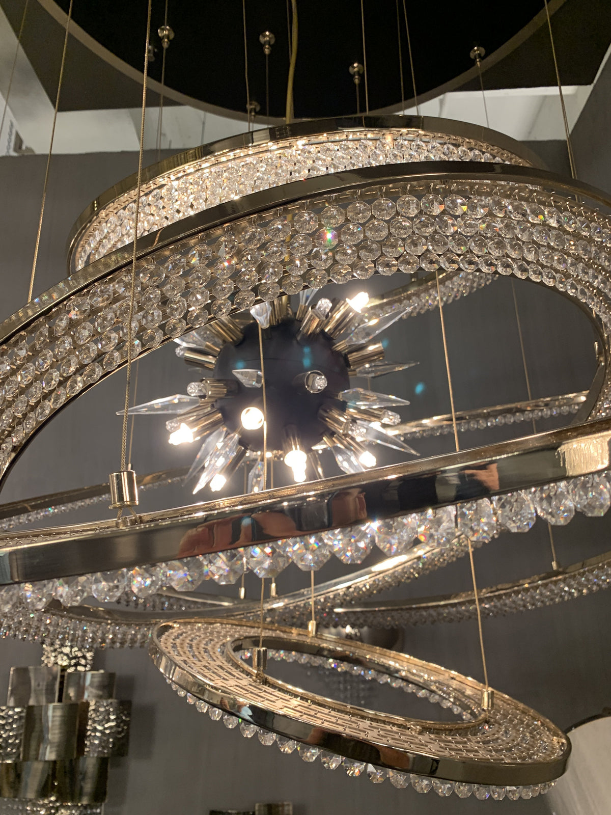 Aleron Crystal Ring Sputnik Chandelier - 24"w x 26"h - Jecanoli