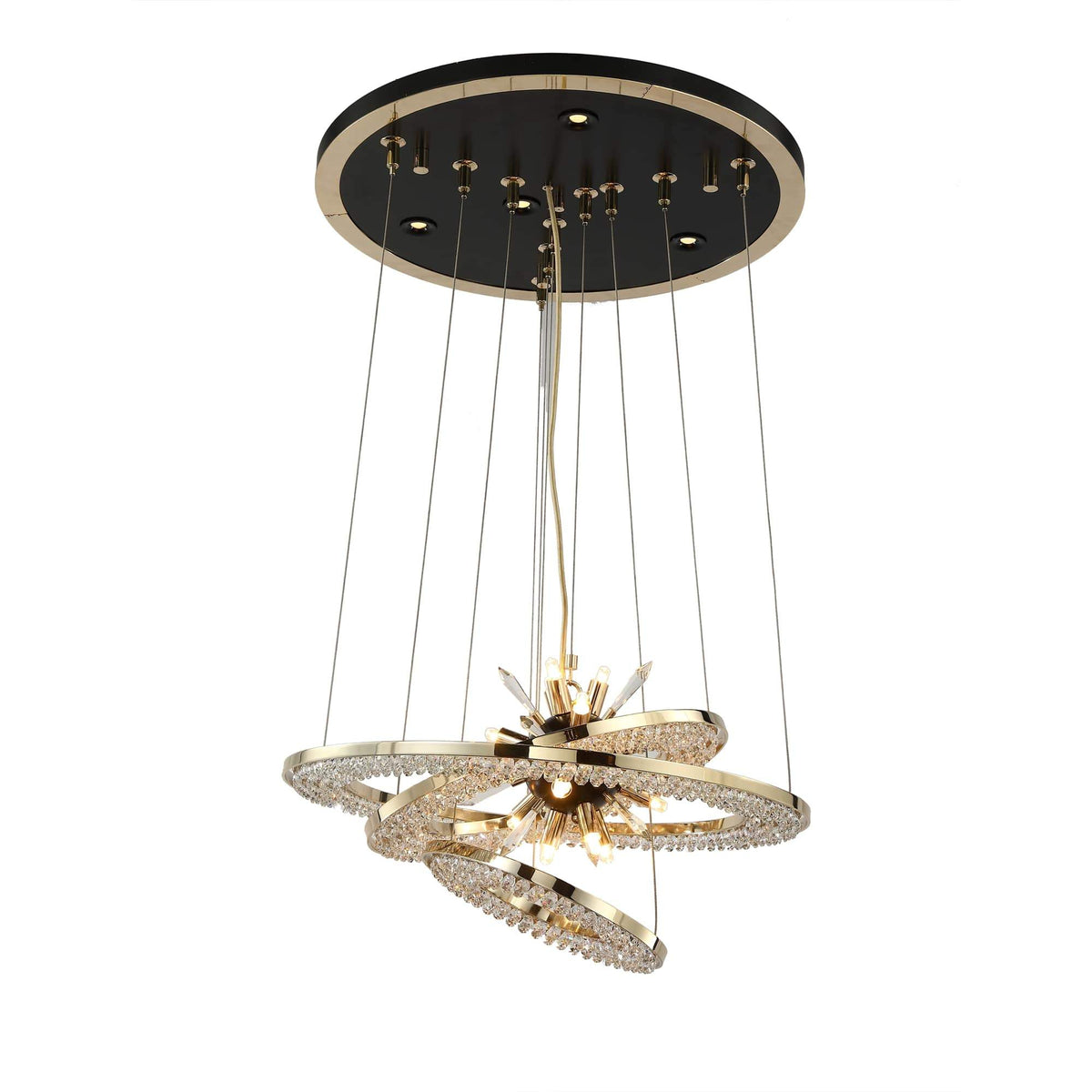 Aleron Crystal Ring Sputnik Chandelier - 24"w x 26"h - Jecanoli