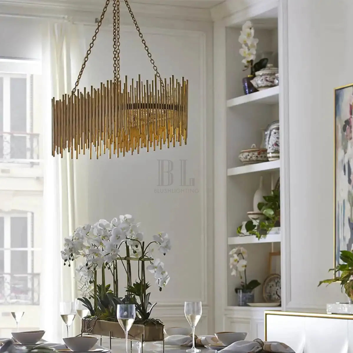 Althely 10 Lights Rectangle Pendant Chandelier-Jecanoli