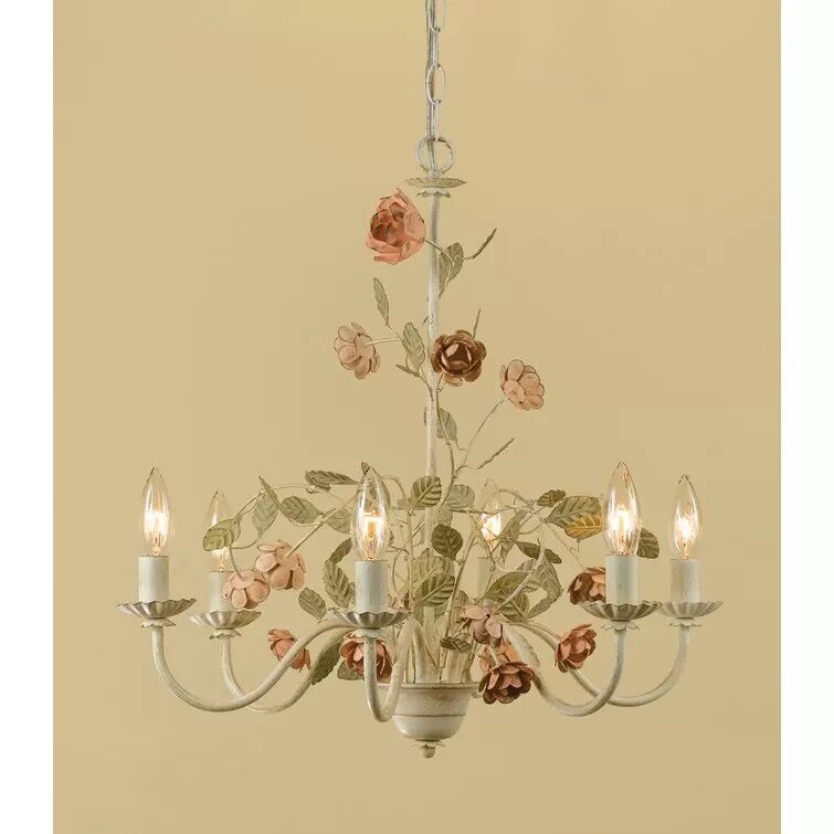 American Village Style Rose Flower Rustic Chandelier Iron Art Lamp