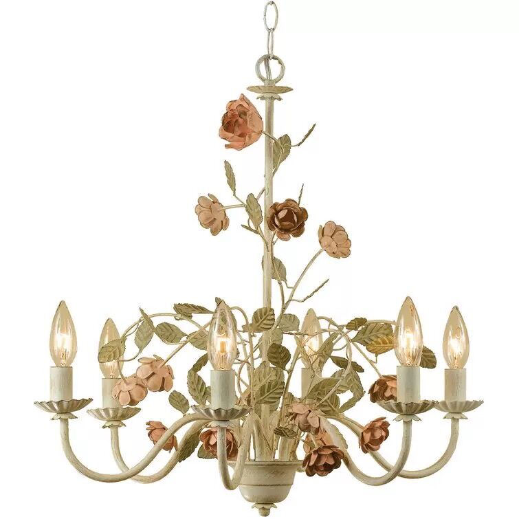 American Village Style Rose Flower Rustic Chandelier Iron Art Lamp