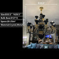 American Traditional Branch Crystal Chandelier with Candle Design in Black and Gold - 12 Lights:D33.5