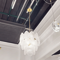Antique Gold Frosted Glass Nine - Light Chandelier with Cascading Petal Design - Jecanoli
