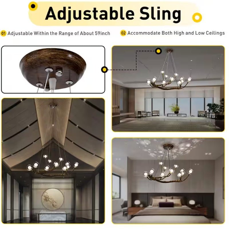 Appa Rustic Tree Branch Chandelier - - Jecanoli