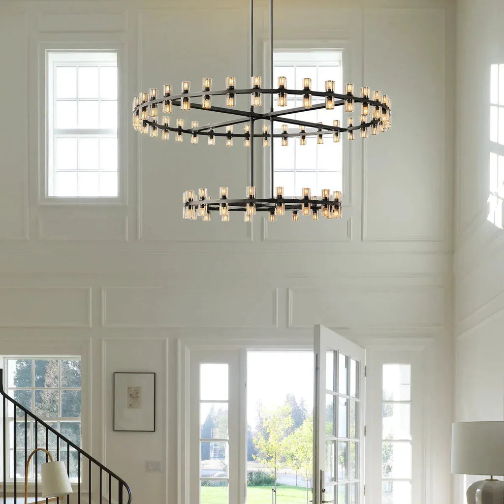 Auraline Crystal 2-Tier Round Chandelier 60"