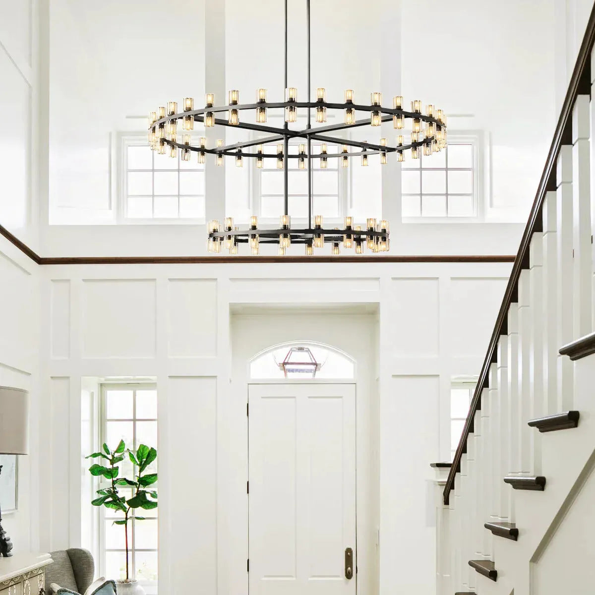 Auraline Crystal 2-Tier Round Chandelier 60"