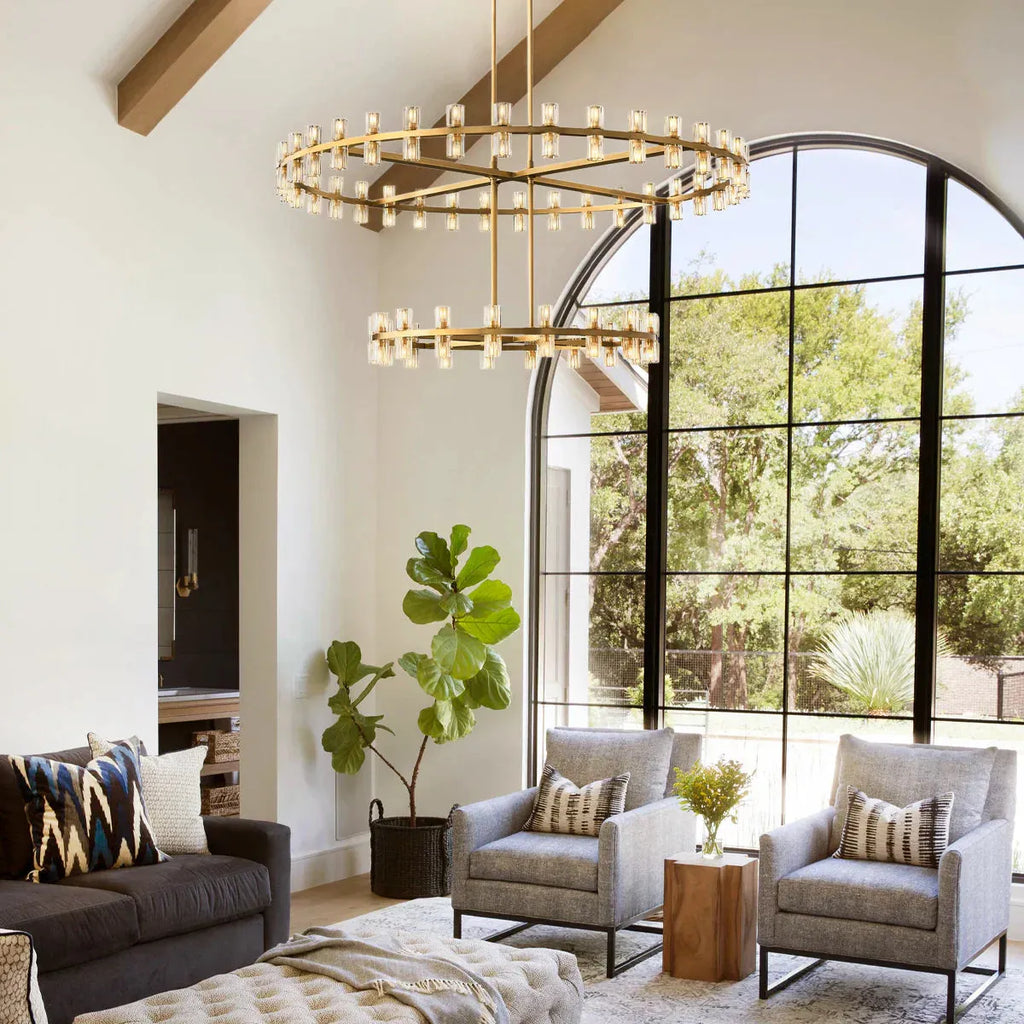 Auraline Crystal 2-Tier Round Chandelier 60"