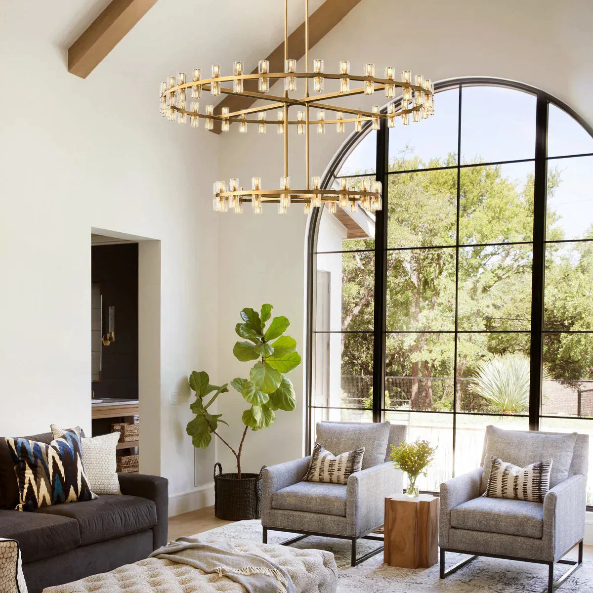 Auraline Crystal 2-Tier Round Chandelier 60"