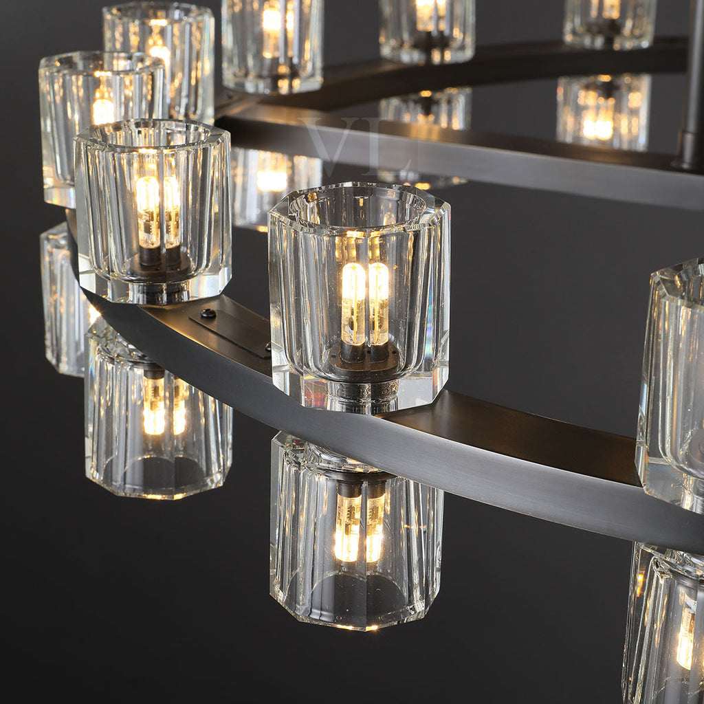 Auraline Crystal 2-Tier Round Chandelier 60"