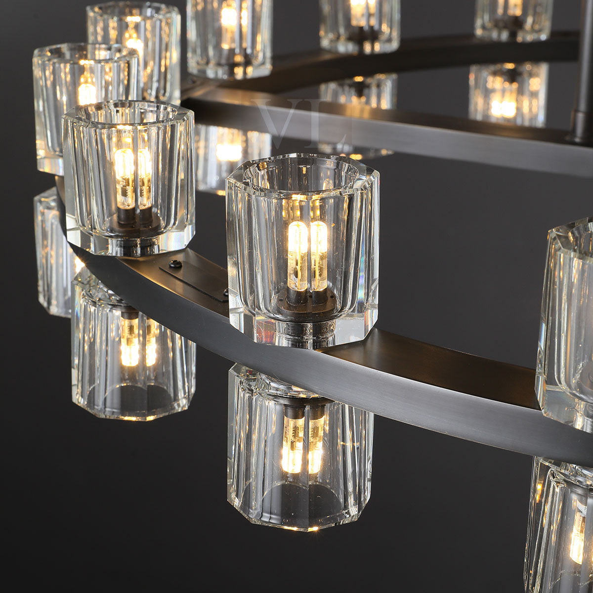 Auraline Crystal 2-Tier Round Chandelier 60"