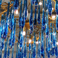 Artistic Branch Chandelier with Blue Glaze Drops for Dining Room - D23.6