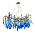 Artistic Branch Chandelier with Blue Glaze Drops for Dining Room - D23.6