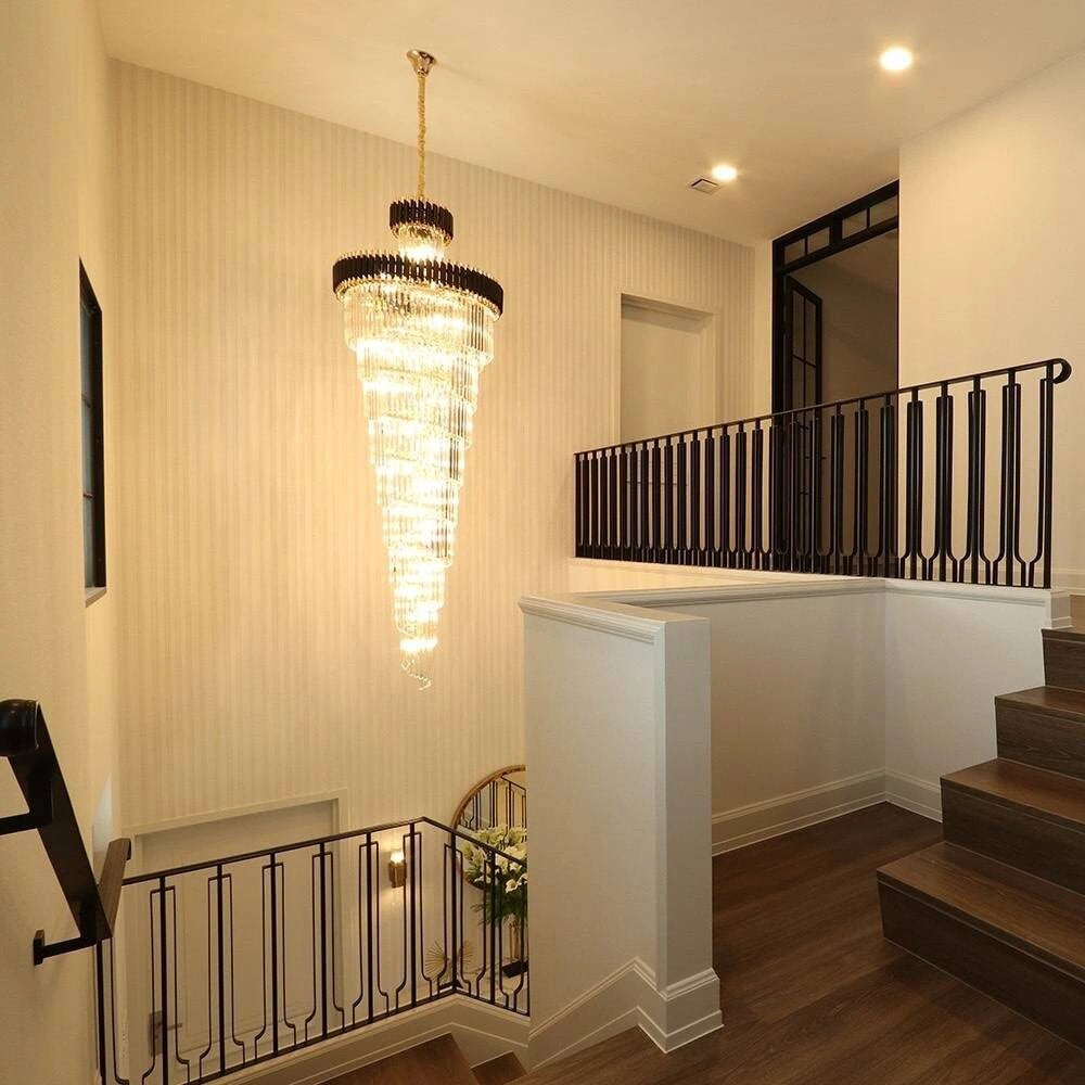 Classic Large Multi-layered Spiral Crystal Chandelier for Foyer/ Staircase