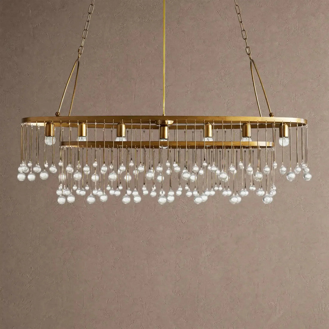 Aubrey 7 Light Oval Chandelier - BrassBlushlighting