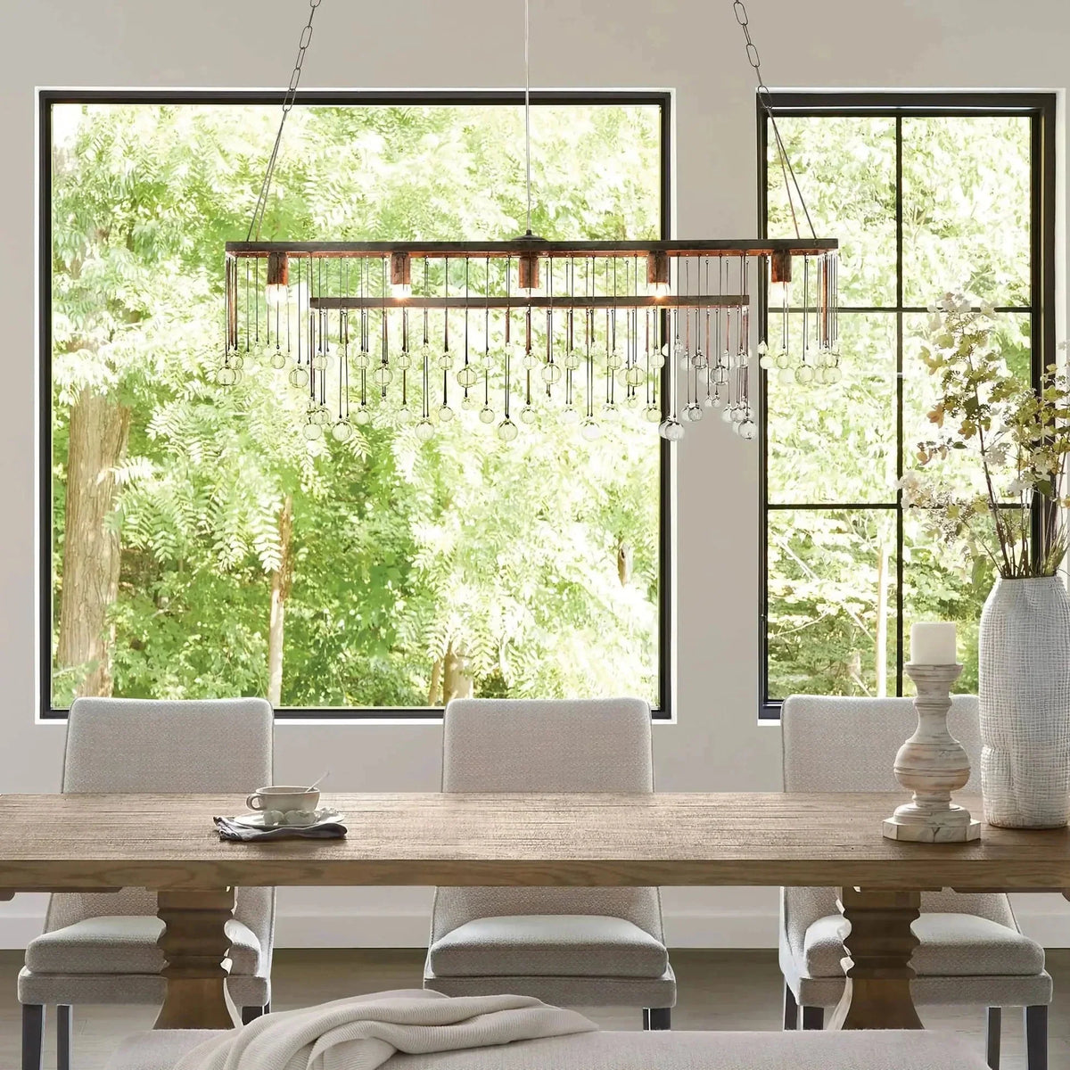 Aubrey Rectangular Chandelier 47''60'' - 60‘’SilverBlushlighting