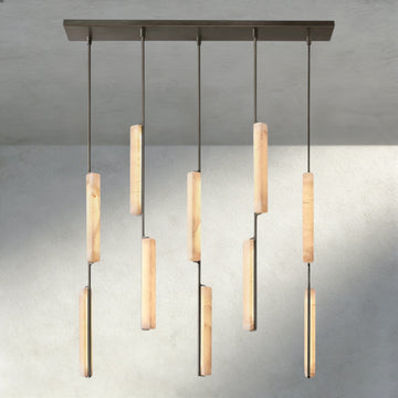 Audubon Alabaster Linear Chandelier 54"-Jecanoli