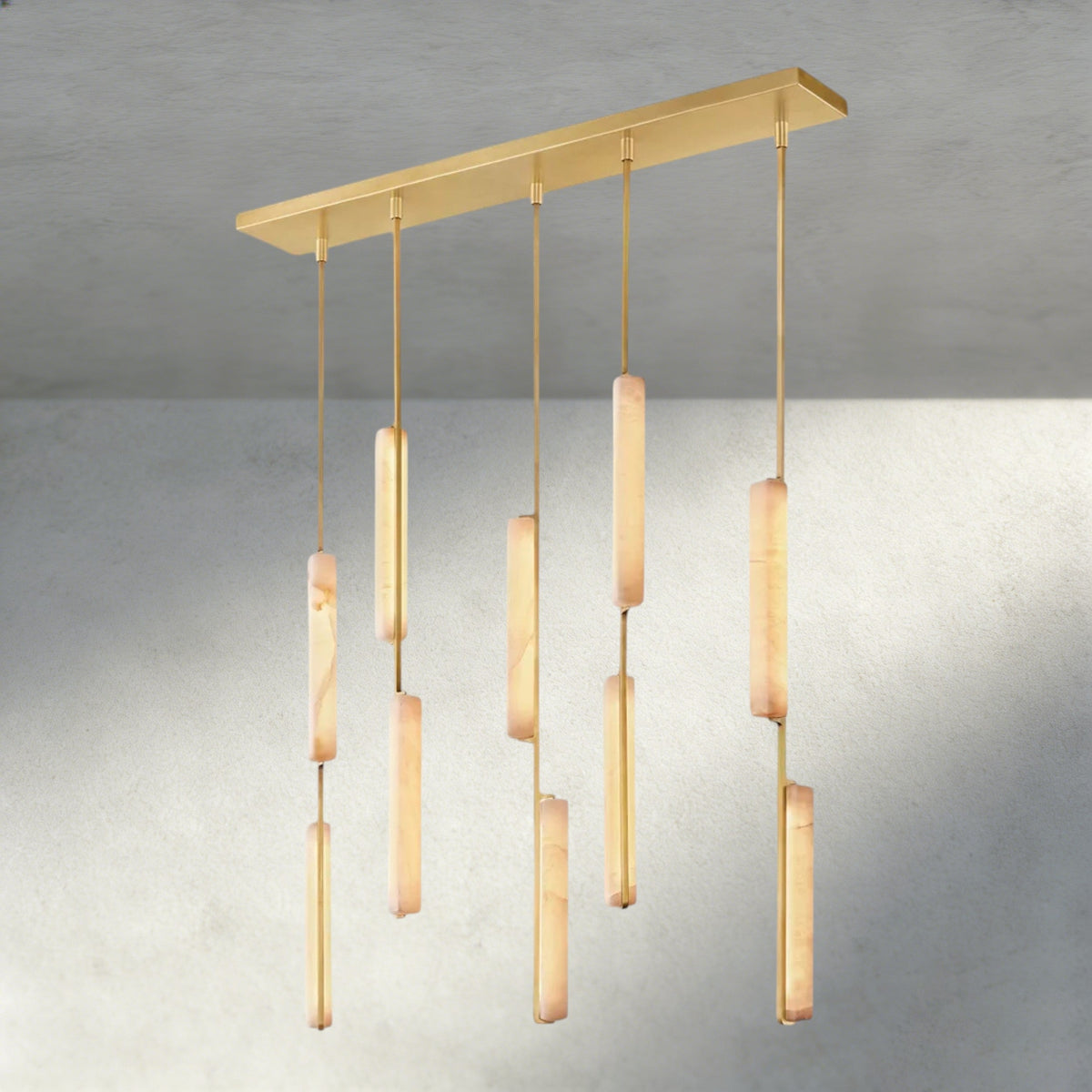 Audubon Alabaster Linear Chandelier 54"-Jecanoli