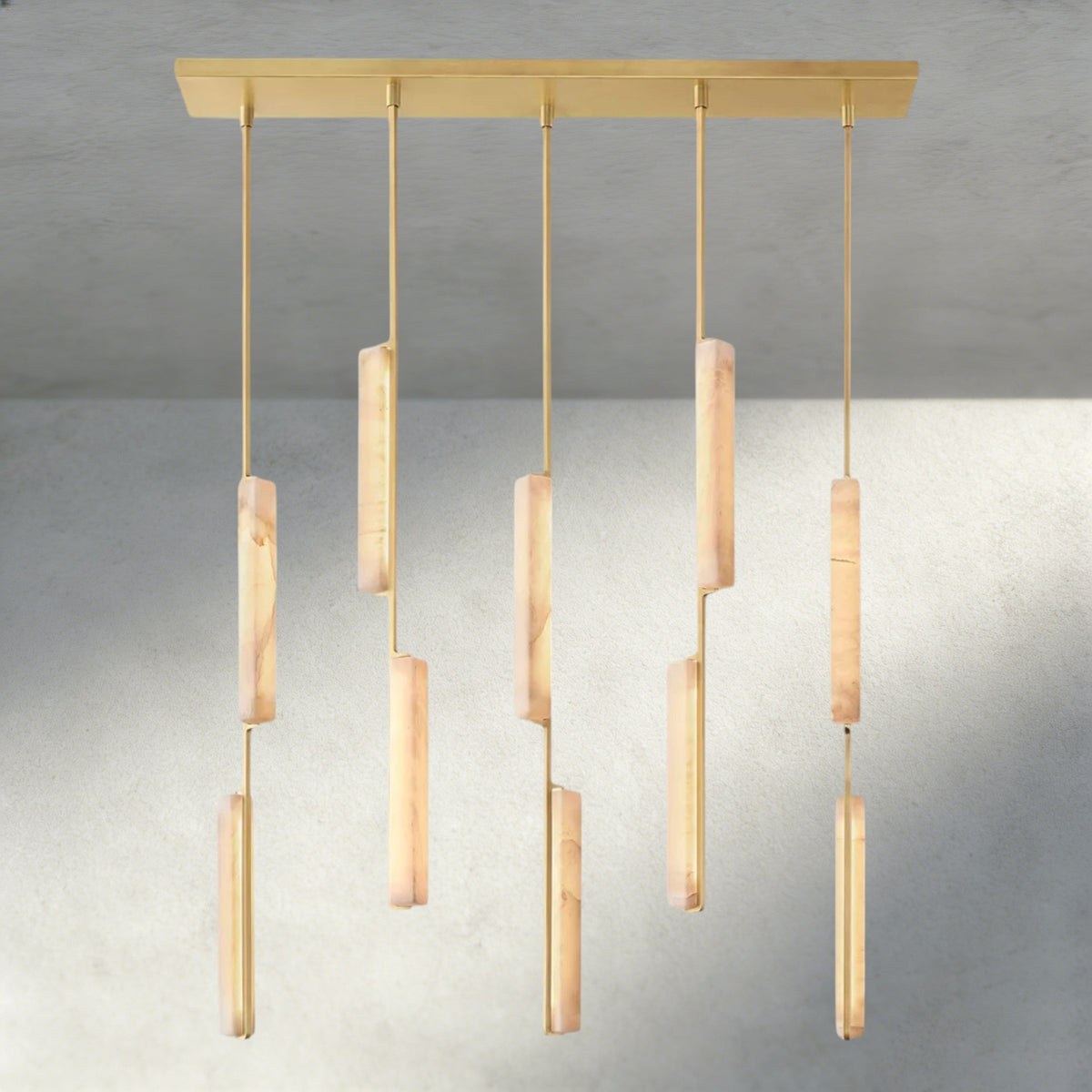 Audubon Alabaster Linear Chandelier 54"-Jecanoli