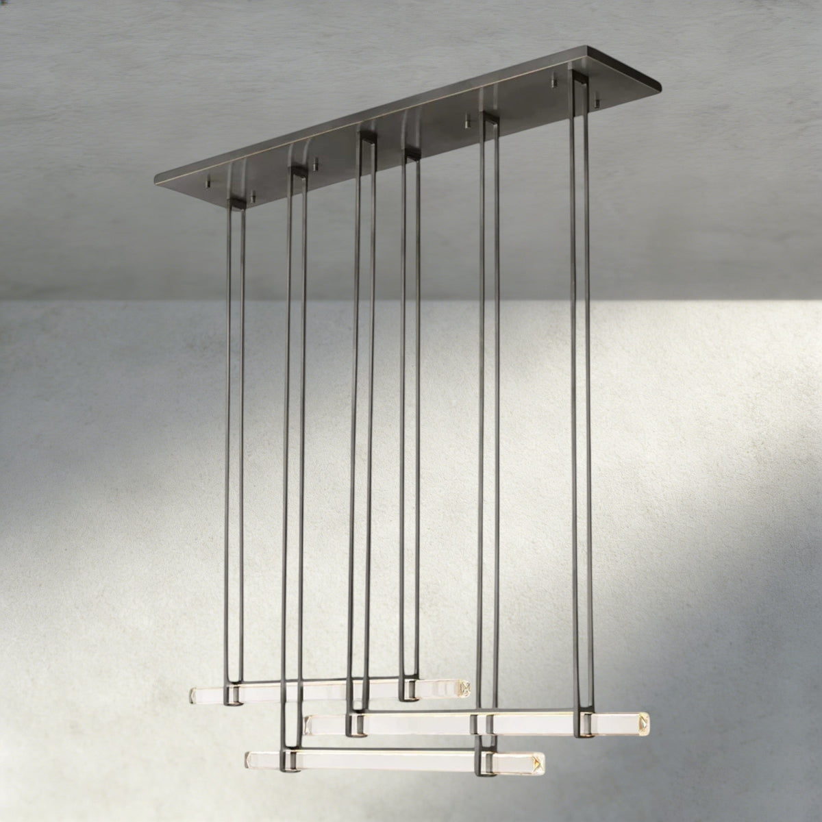 Audubon Crystal Triple Bar Linear Chandelier 60", 72"-Jecanoli