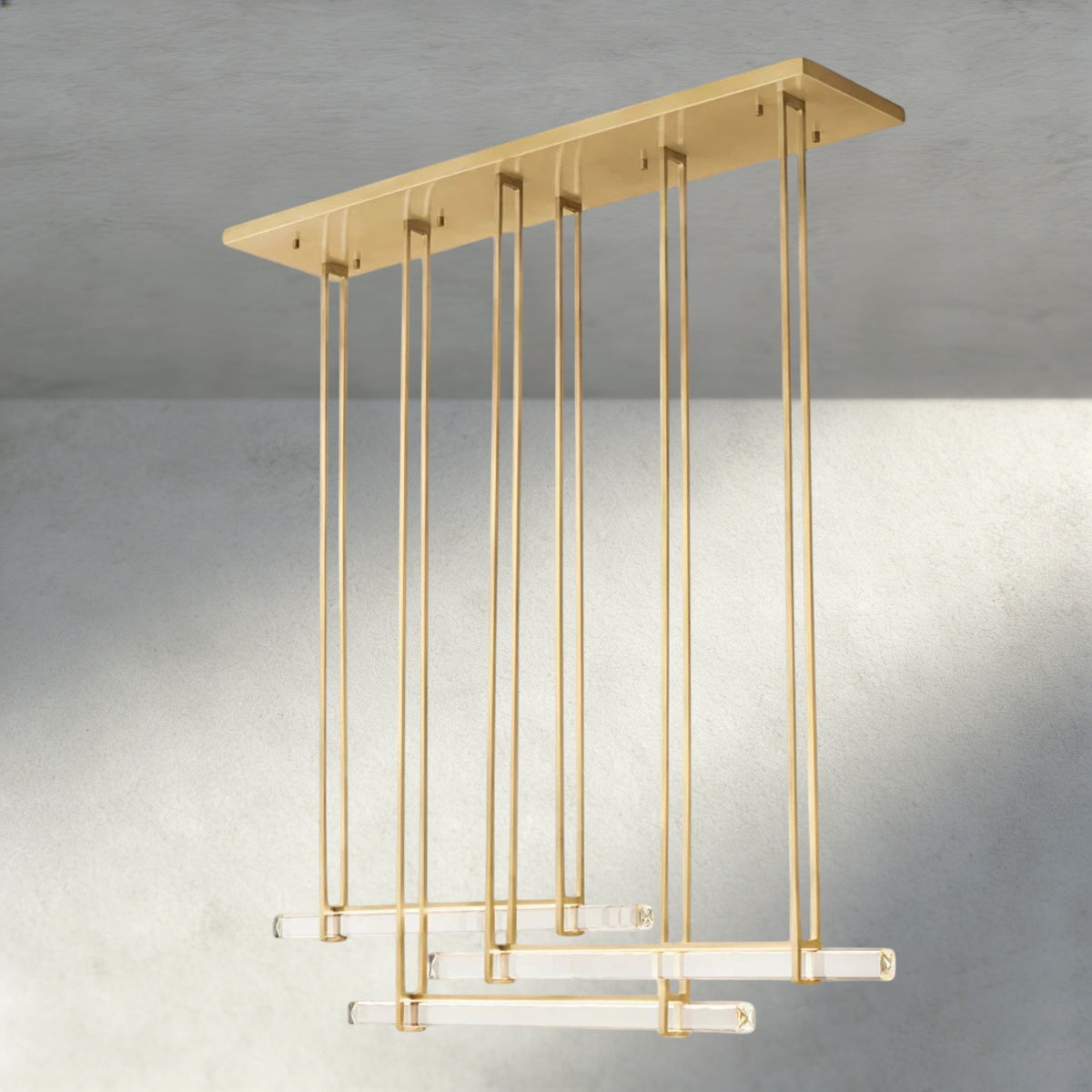 Audubon Crystal Triple Bar Linear Chandelier 60", 72"-Jecanoli
