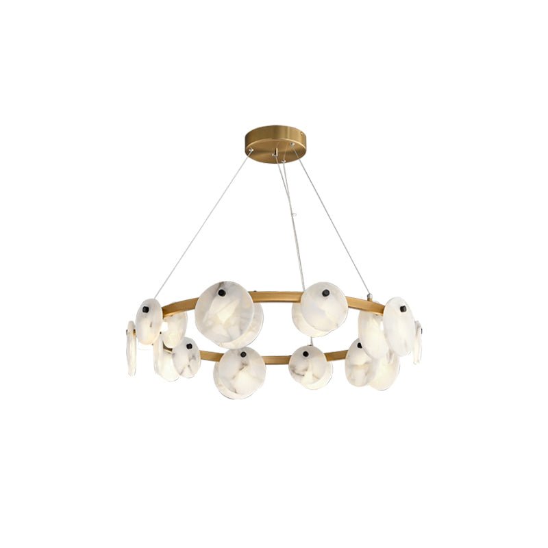 Austen Alabaster Chandelier - 6 heads D 60cm x H 15cm / ∅ 23.6″ x H 5.9″Brass＆WhiteJecanoli