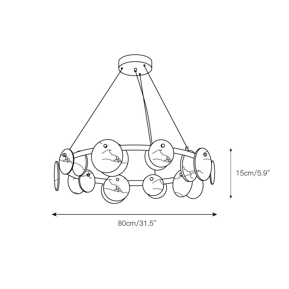 Austen Alabaster Chandelier - 6 heads D 60cm x H 15cm / ∅ 23.6″ x H 5.9″Brass＆WhiteJecanoli