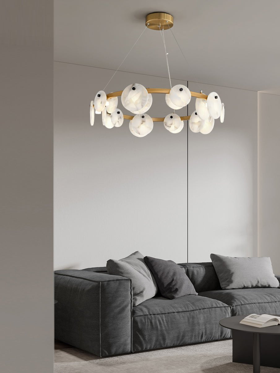 Austen Alabaster Chandelier - 6 heads D 60cm x H 15cm / ∅ 23.6″ x H 5.9″Brass＆WhiteJecanoli