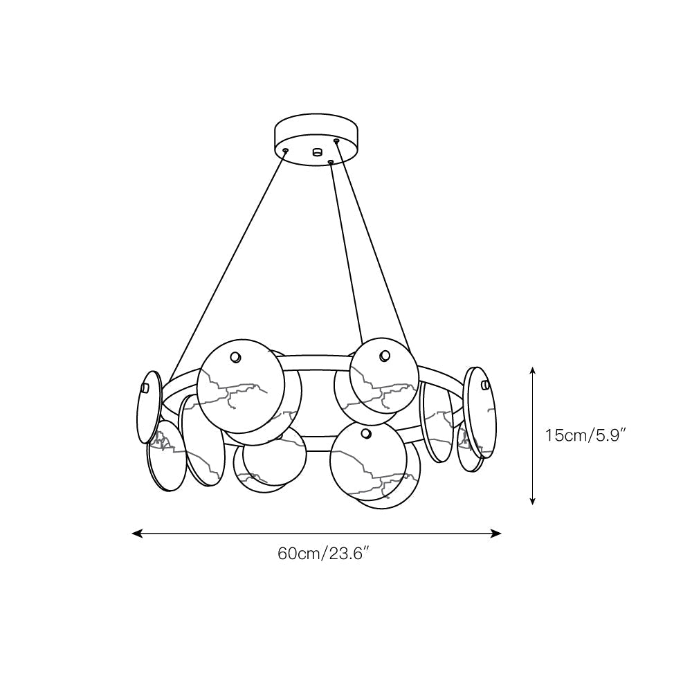 Austen Alabaster Chandelier - 6 heads D 60cm x H 15cm / ∅ 23.6″ x H 5.9″Brass＆WhiteJecanoli