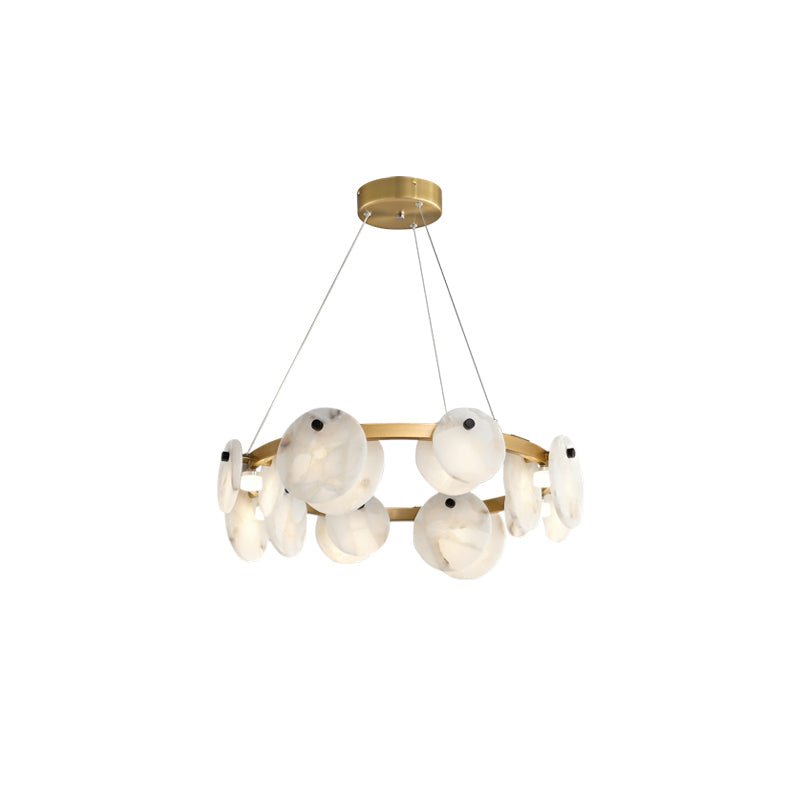Austen Alabaster Chandelier - 6 heads D 60cm x H 15cm / ∅ 23.6″ x H 5.9″Brass＆WhiteJecanoli