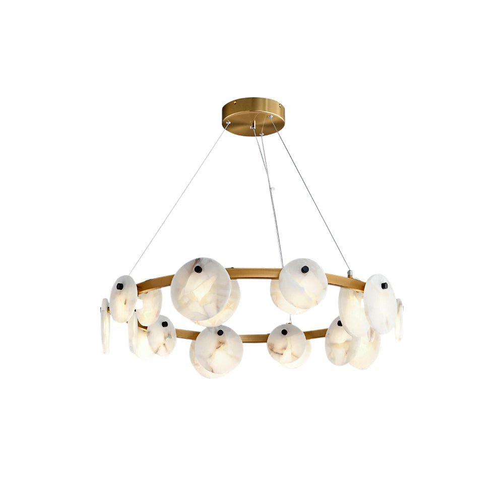Austen Alabaster Chandelier - 6 heads D 60cm x H 15cm / ∅ 23.6″ x H 5.9″Brass＆WhiteJecanoli