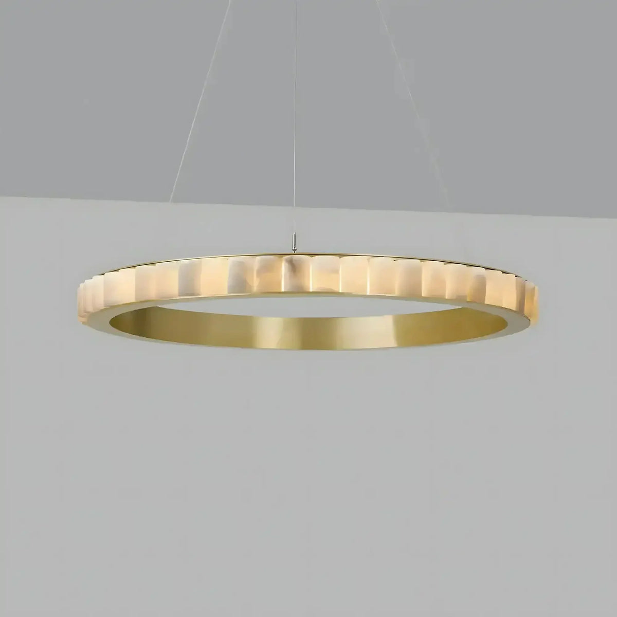 Avalon Alabaster Round Chandelier - 39.4″Dia x 59″HBlackWarm White-Jecanoli