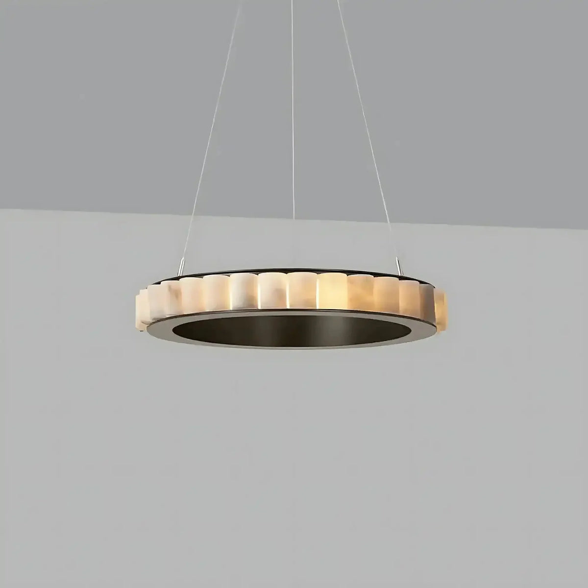 Avalon Alabaster Round Chandelier - 39.4″Dia x 59″HCopperWarm White-Jecanoli