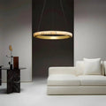 Avalon Alabaster Round Chandelier - 31.5″Dia x 59″HCopperWarm White-Jecanoli