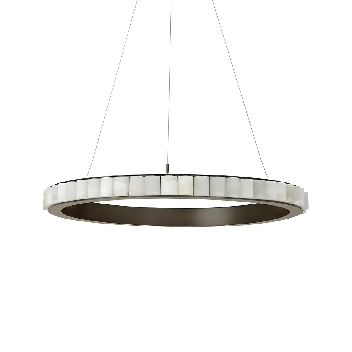 Avalon Alabaster Round Chandelier - 39.4″Dia x 59″HCopperWarm White-Jecanoli