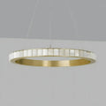 Avalon Alabaster Round Chandelier - 23.6″Dia x 59″HBlackWarm White-Jecanoli