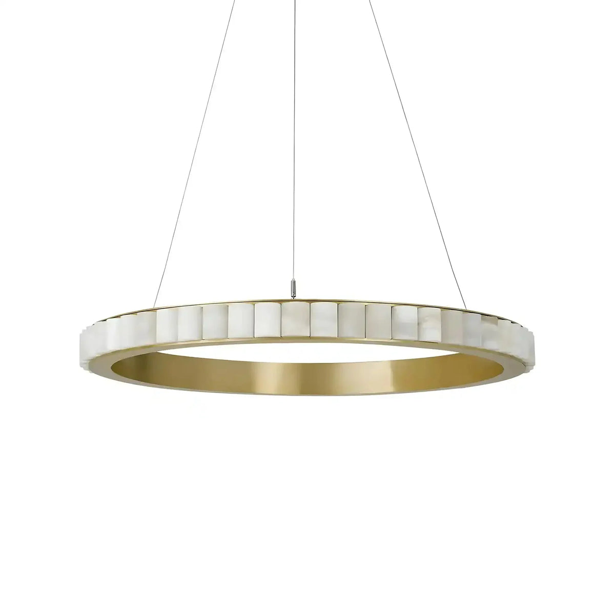 Avalon Alabaster Round Chandelier - 15.7″Dia x 59″HCopperWarm White-Jecanoli