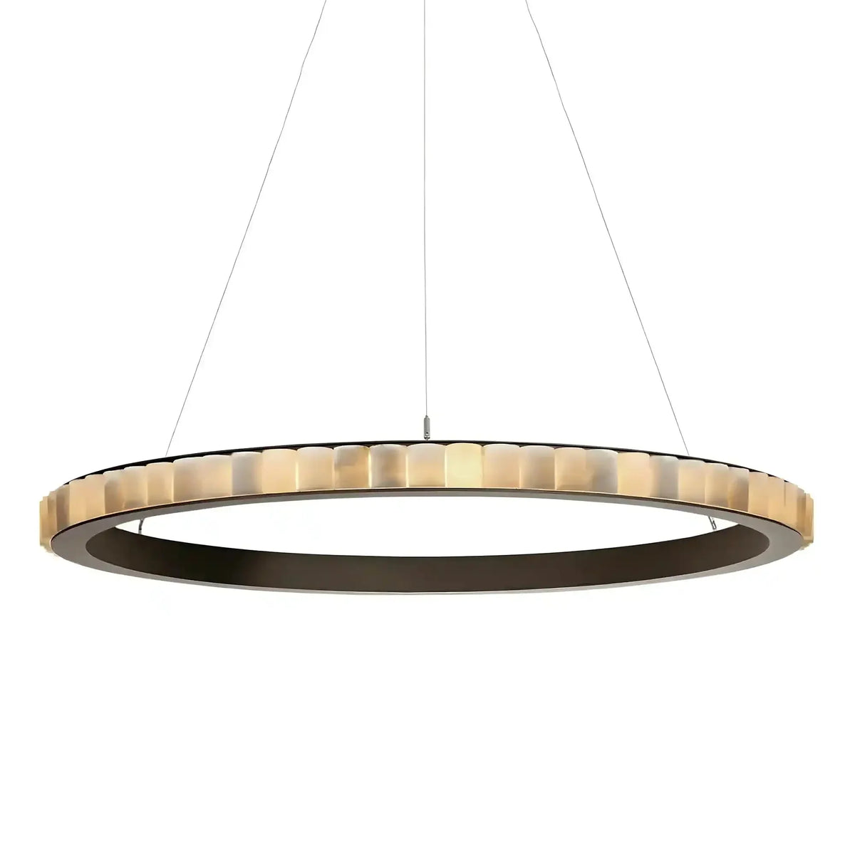 Avalon Alabaster Round Chandelier - 39.4″Dia x 59″HBlackWarm White-Jecanoli